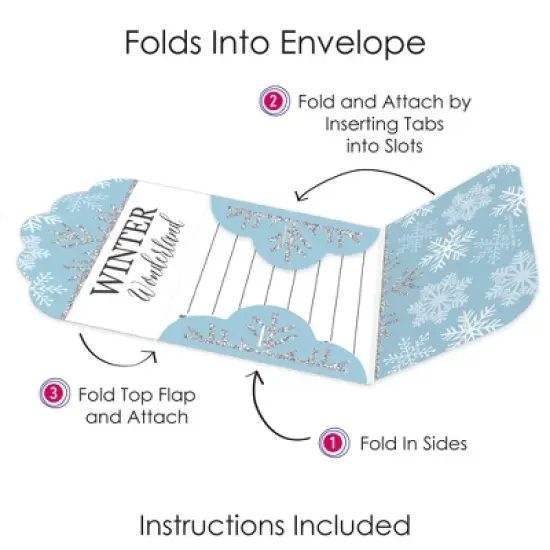 Big Dot of Happiness Winter Wonderland - Fill-In Cards - Snowflake Holiday Party and Winter Wedding Fold and Send Invitations - Set of 8 image {3}