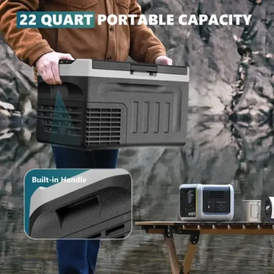 Simzlife 22/32 Qt Car Refrigerator,  12/24V AC DC, Portable Fridge, Fast Cooling & Enery Saving,－7℉~77℉, Quiet, ETL, for RV/Camping/Dorm/Party, Black image {3}