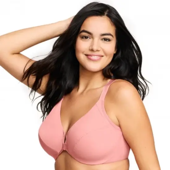 Glamorise Womens Front-Closure Smoothing WonderWire Underwire Bra 1247 Apricot image {2}