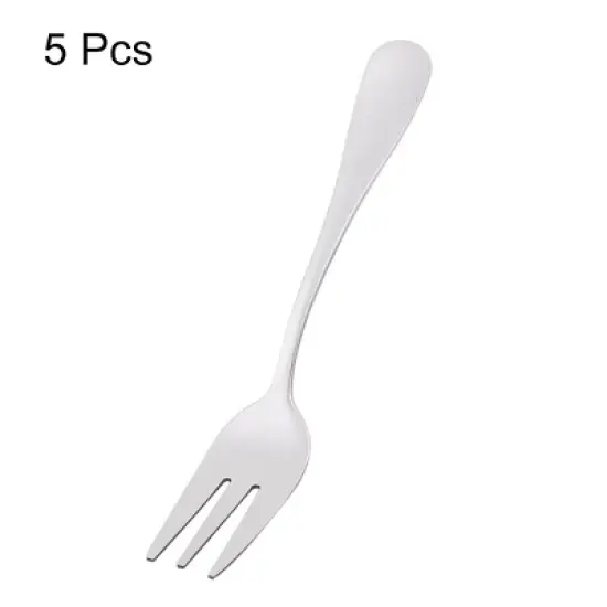Unique Bargains Home Restaurant Utensil Stainless Steel Fruit Dessert Fork 5.4" Long 5 Pcs Silver Tone image {1}
