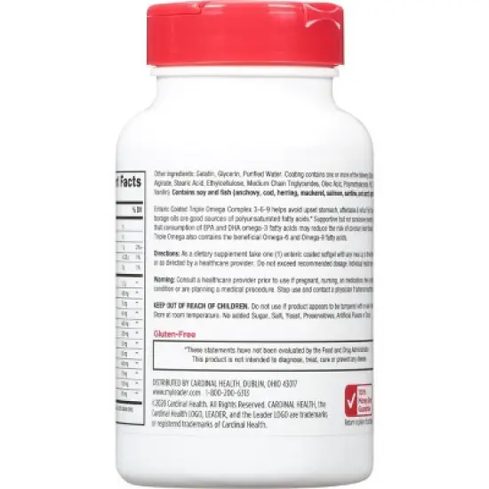 Leader Enteric Coated Softgels Omega 3-6-9 60 ea 60 ea Bottle image {2}