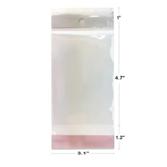 UOFFICE Pack of 1,000 Clear Resealable Cellophane Bags 3.1" x 5.9" with Hanging Header image {13}