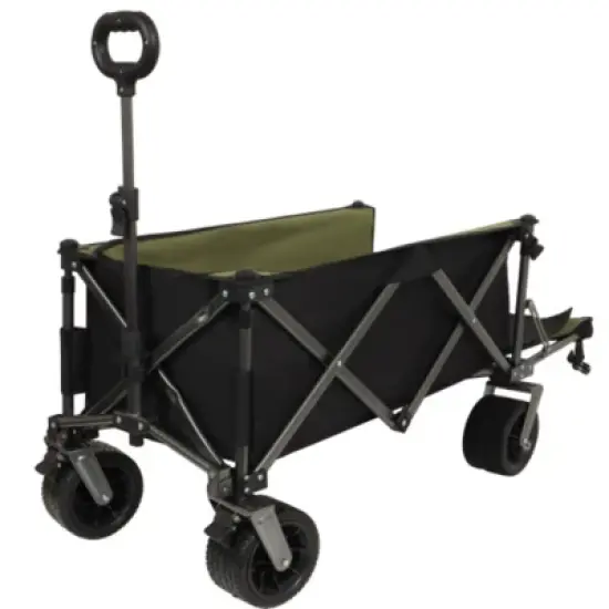 FURNIinspire Outdoor Serving Carts Collapsible Folding Wagon 400L Extra Collapsible Wagon with Tailgate Beach Wagon Cart, Black, 49.02"*22.05"*35.04" image {1}