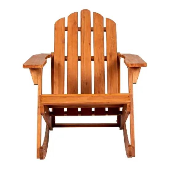 Kiawah Outdoor Patio Classic Acacia Wood Adirondack Rocking Chair -JONATHAN Y image {2}