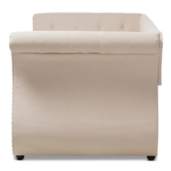 Twin Cherine Classic and Contemporary Fabric Upholstered Daybed with Trundle Beige - Baxton Studio image {2}