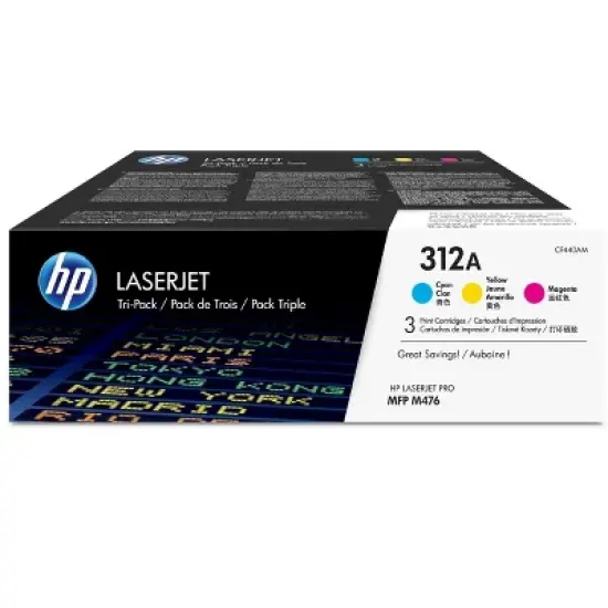 HP 312A Cyan Tri-Pack LaserJet Toner Cartridge, Per cartridge: 2,700 pages, image {7}