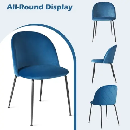 Tangkula Dining Chair Set of 4 Upholstered Velvet Chair Set w/ Metal Base for Living Room image {7}