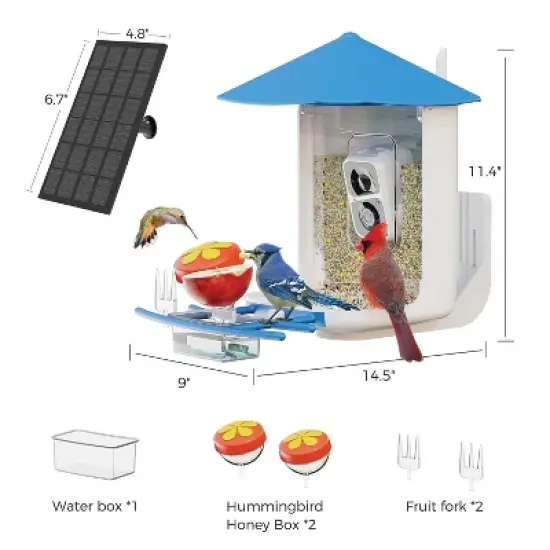 PerchMe&trade; Smart Bird Feeder with 2K Camera and Solar Panel, Azure Canopy in Blue image {10}