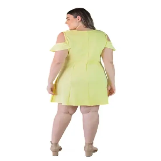 Plus Size Cold Shoulder Extending To Below The Knee Dress image {2}