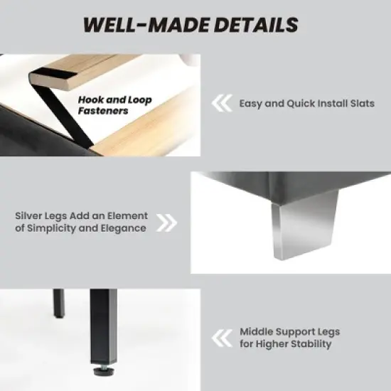 Costway  Upholstered Bed Mattress Foundation with Button Tufted Velvet Headboard image {5}