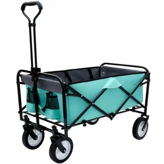 NAYSAYE Wagon Collapsible Utility Cart with Strapping System and Plastic Liner Set for Outdoors, Green, 35.04"*21.65"*38.98" image {5}