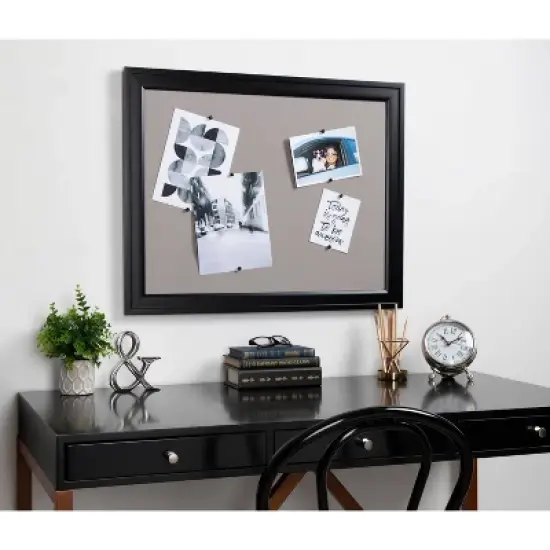 Bosc Framed Gray Linen Fabric Pinboard - DesignOvation image {4}