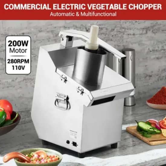 Multi-Functional Vegetable Cutter - High-Efficiency Motor,Dicer with 2 Size Feed Ports, Vegetable Processor Detachable Stainless Steel blade image {1}