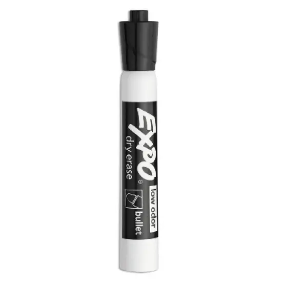 EXPO Low Odor Dry Erase Marker Bullet Tip Black Dozen 82001 image {2}