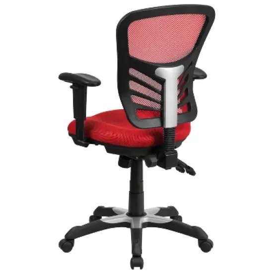 Emma and Oliver Mid-Back Mesh Triple Paddle Swivel Ergonomic Office Chair with Adjustable Arms image {6}