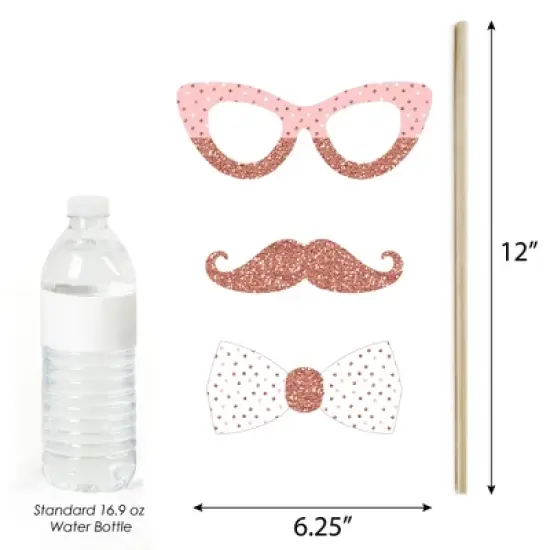 Big Dot of Happiness 10th Pink Rose Gold Birthday - Happy Birthday Party Photo Booth Props Kit - 20 Count image {3}