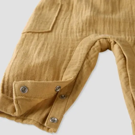 little Planet By Carter's Baby Ochre Gauze Overalls - Yellow image {2}