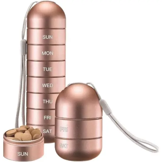 Maison Products Waterproof Metal Pill Organizer &ndash; 7-Day Portable Travel Case with Secure Compartments for Vitamins & Medications image {8}