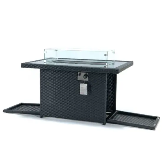 LeisureMod Mace Wicker Modern Patio Propane Fire Pit Table &ndash; Outdoor Heating Table for Patio, Deck, Balcony, Backyard, Garden, and Poolside Spaces image {7}