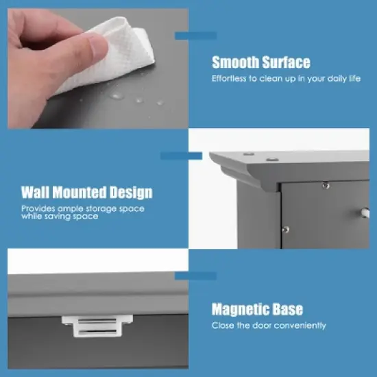 Costway Wall Mount Bathroom Cabinet Storage Organizer Medicine Cabinet with 2-Doors and 1- Shelf Cottage Collection Wall Cabinet image {8}