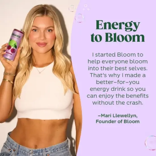 BLOOM NUTRITION Sparkling Energy Drink - Peach Mango - 12 fl oz Can image {5}