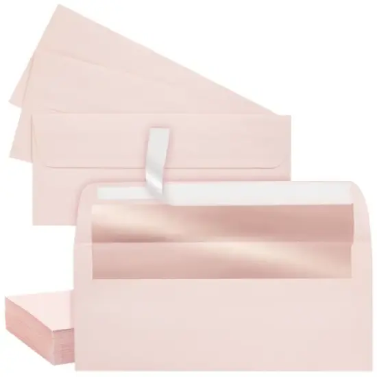 Best Paper Greetings 50-Pack #10 Blush Pink Envelopes with Metallic Rose Gold Foil Lining for Invitations, Mailing Business Letters, 4-1/8x9-1/2 in image {8}