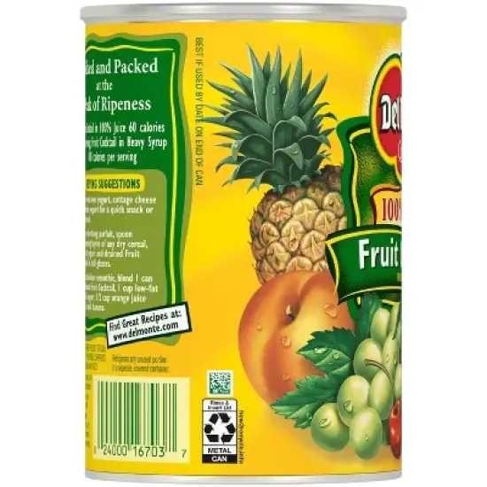 Del Monte Fruit Cocktail in 100% Real Juice - 15oz image {3}