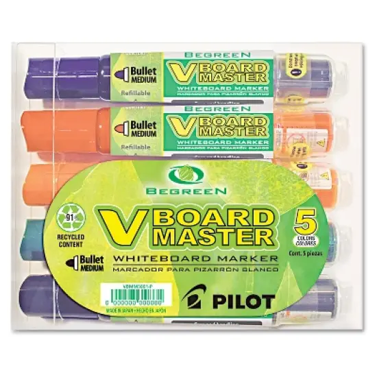 Pilot BeGreen Dry Erase Marker Assorted Chisel 5/Pack 43917 image {1}