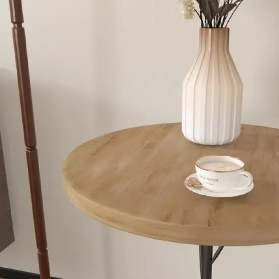 KWPZQEB Small Round Side Table, Modern Accent End Table Coffee Table with Metal Leg, Coffee Martini Table for Small Spaces, Bedroom, Corners, Natural image {2}