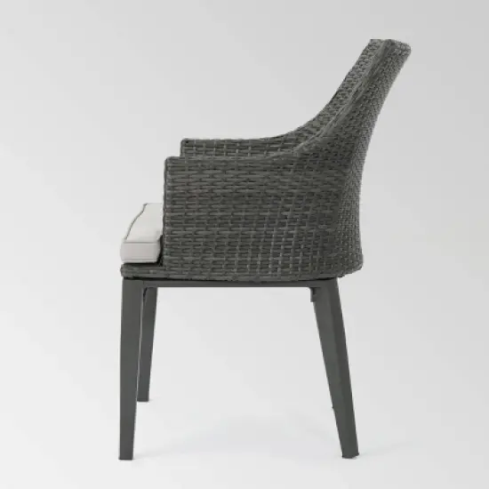 Hillhurst 5pc Wicker Round Dining Set Gray - Christopher Knight Home image {4}