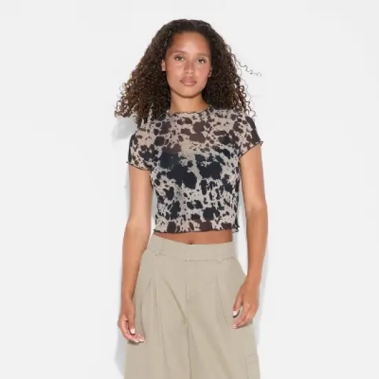 Women's Printed Cap Sleeve Ruff-Collar Blouse - Wild Fable&trade; image {1}