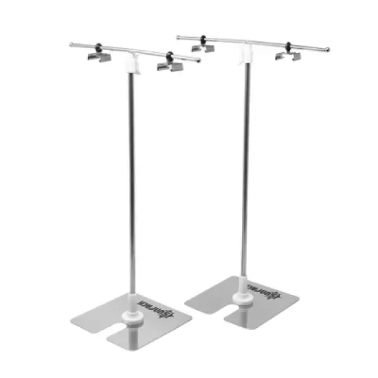 SUNPACK Double Mini Metal Light Stand, Silver, 16in (Pack of 2) image {1}