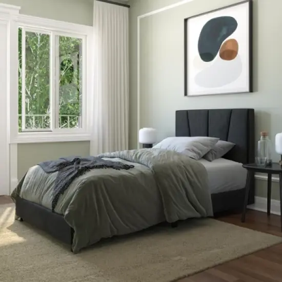 RealRooms Maverick Velvet Upholstered Platform Bed with Tufted Headboard image {2}