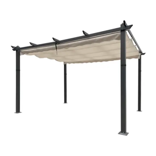 13 x 10 Ft Outdoor Patio Retractable Pergola With Canopy Sun shelter Pergola for Gardens,Terraces,Backyard image {2}