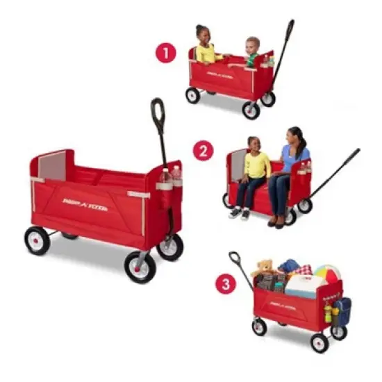 Radio Flyer All Terrain 3-in-1 Off Road EZ Fold Wagon for Kids and Cargo, Red image {5}