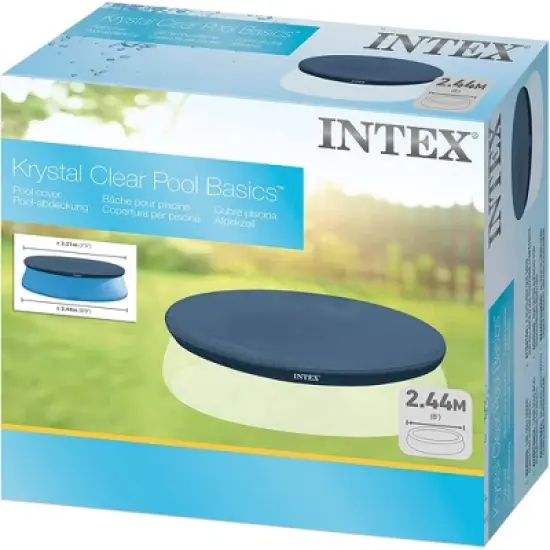 Intex 8 Foot Round Protective Cover for Above Ground Outdoor Swimming Pools with 7 Inch Floating Chlorine Dispenser, (Pool Not Included) image {3}