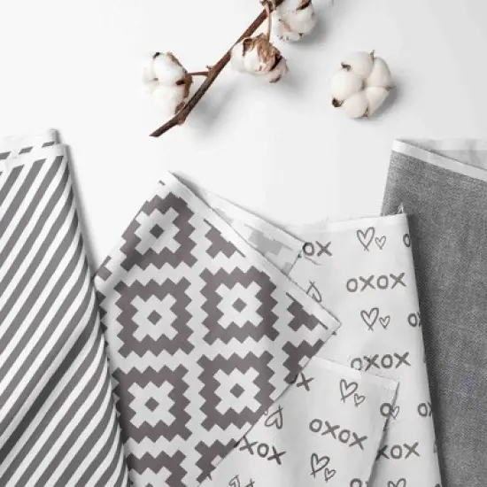 Bacati - Love Design/Print Gray/Silver 10 pc Crib Bedding Set with Long Rail Guard Cover image {1}