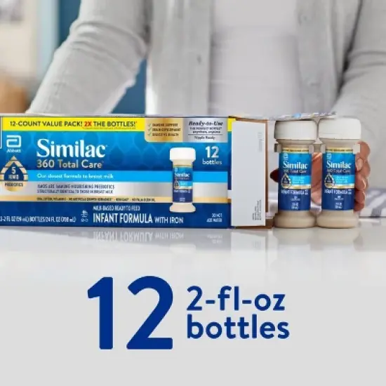 Similac 360 Total Care Non-GMO Ready to Feed Infant Formula Bottles - 2 fl oz Each/12ct image {13}
