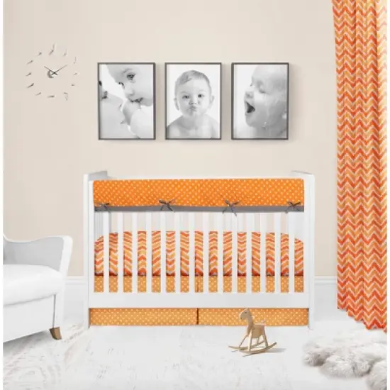 Bacati - Mix n Match Chevron/Dots Long Crib Rail Guard Cover Orange/Gray image {4}