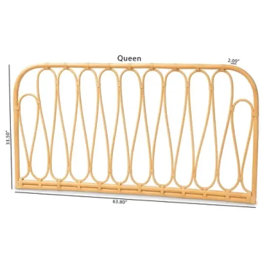 bali & pari Queen Carrick Rattan Wall Mount Headboard Natural/Brown: Bedroom Furniture, No Box Spring Needed image {6}