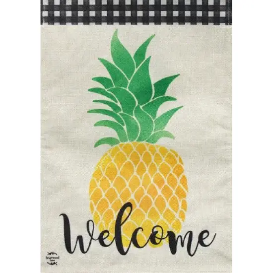 Welcome Pineapple Everyday Burlap Garden Flag 18" x 12.5" Summer Fruit Briarwood Lane image {2}