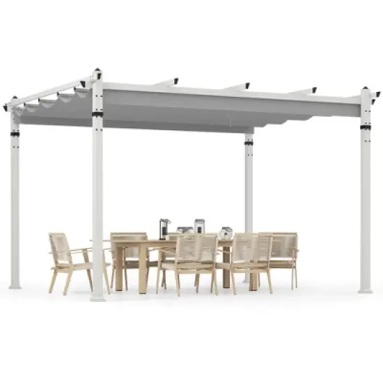 Tangkula 12' x 10' Outdoor Pergola w/ Retractable Canopy Aluminum Frame Anchors Patio image {10}