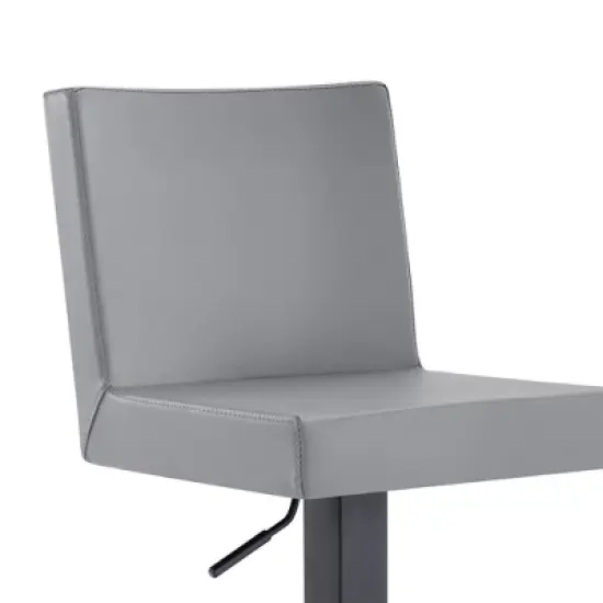 Legacy Adjustable Faux Leather Metal Swivel Barstool Gray/Black - Armen Living image {4}