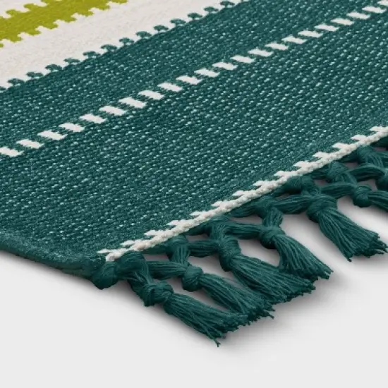7'x10' Textural Stripe Rectangular Woven Outdoor Area Rug Light Green - Threshold&trade; image {2}