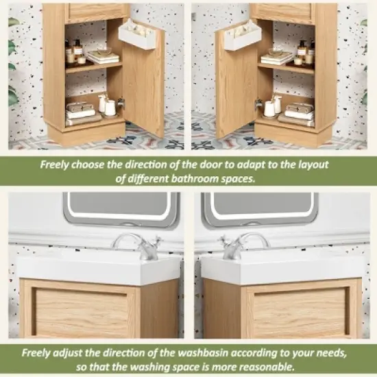 GDFStudio Morr 15.75" Farmhouse Bathroom Vanity with Reversible Resin Sink, Door and Adjustable Shelf image {6}