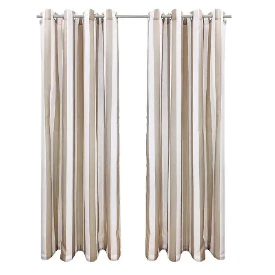 Commonwealth Seascapes Stripes Light Filtering Satiny Look Provide Privacy Grommet Outdoor Panel Pair Linen image {1}