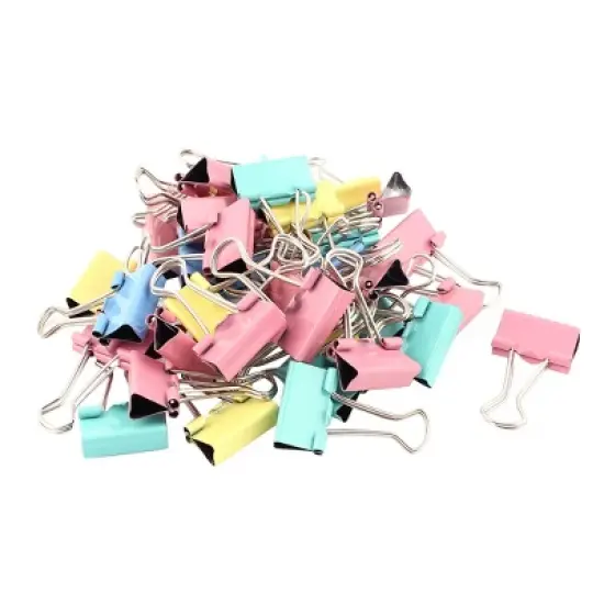 Unique Bargains Office Paper Document Organize Stationery Metal Bookbinding Clamp Binder Clips 40 Pcs 0.75" image {5}