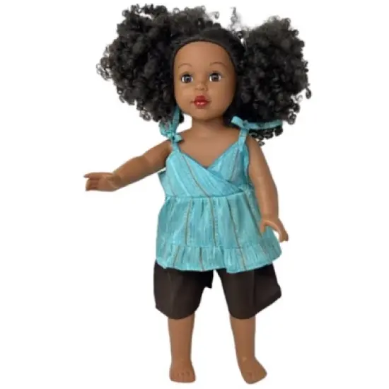 Matching Girl And Doll Size 6 Brown Short Set With Blue Top image {2}
