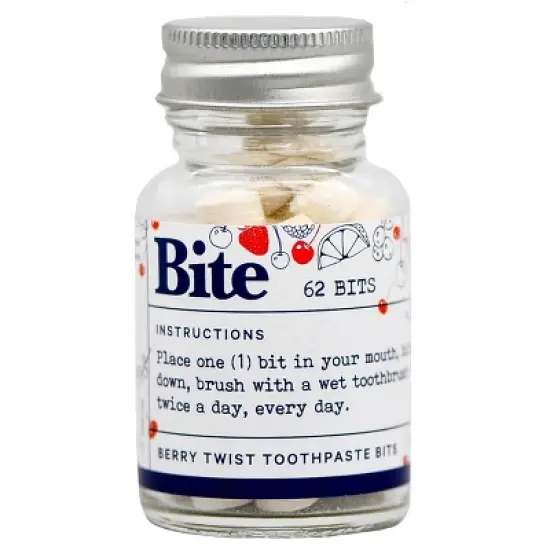 BITE Toothpaste Bits with Nano Hydroxyapatite - Eco and Travel-Friendly Whitening Toothpaste Tablets (Berry Twist) - 62 Bits image {5}