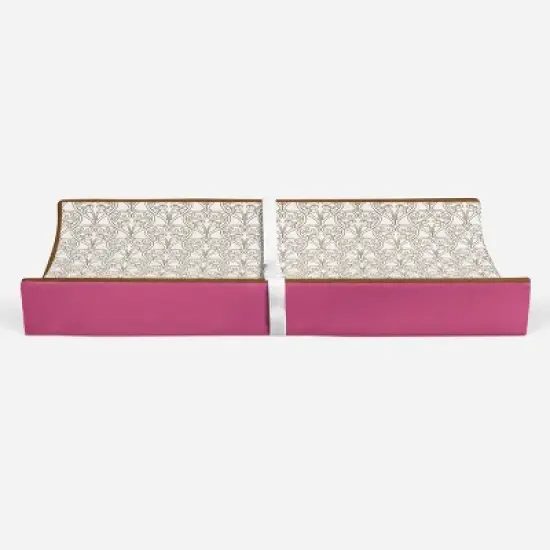 Bacati - Damask Pink/Choco Changing Pad Cover image {5}